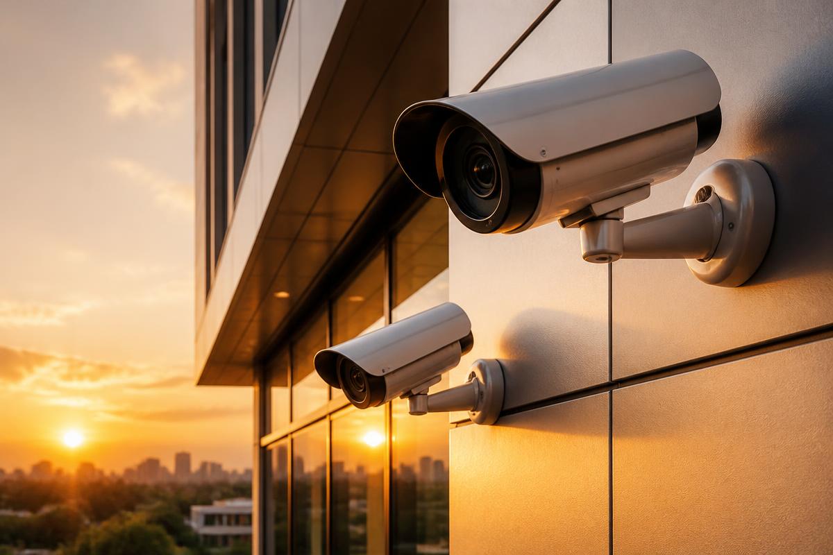 Telecamere di sicurezza su edificio moderno